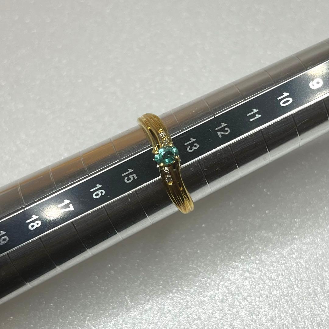 最終値引き66.パライバトルマリン ダイヤ K18 ジュエリーマキ リング