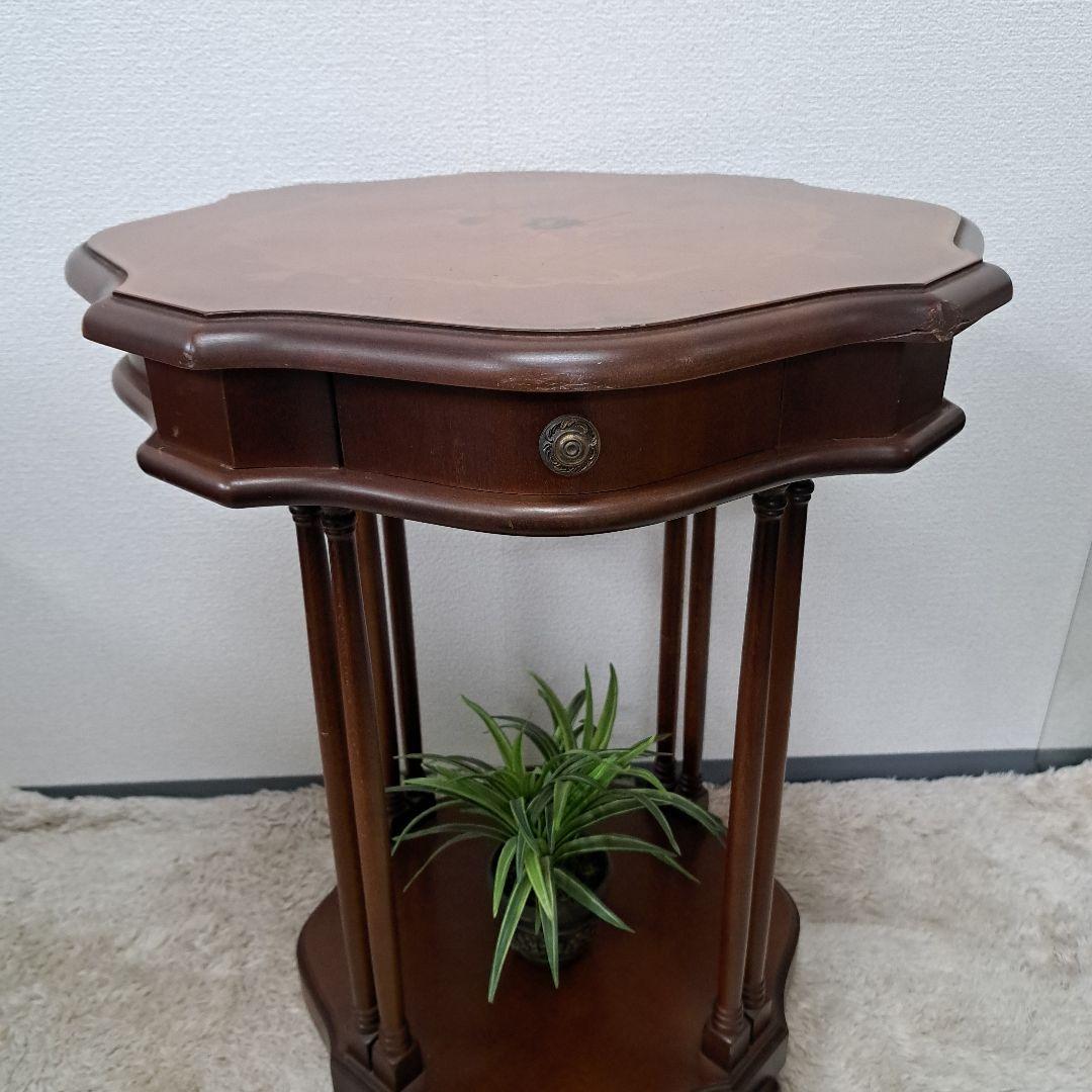 ♡イタリア 象嵌 丸テーブル 花台 サイドテーブル アンティーク調♡