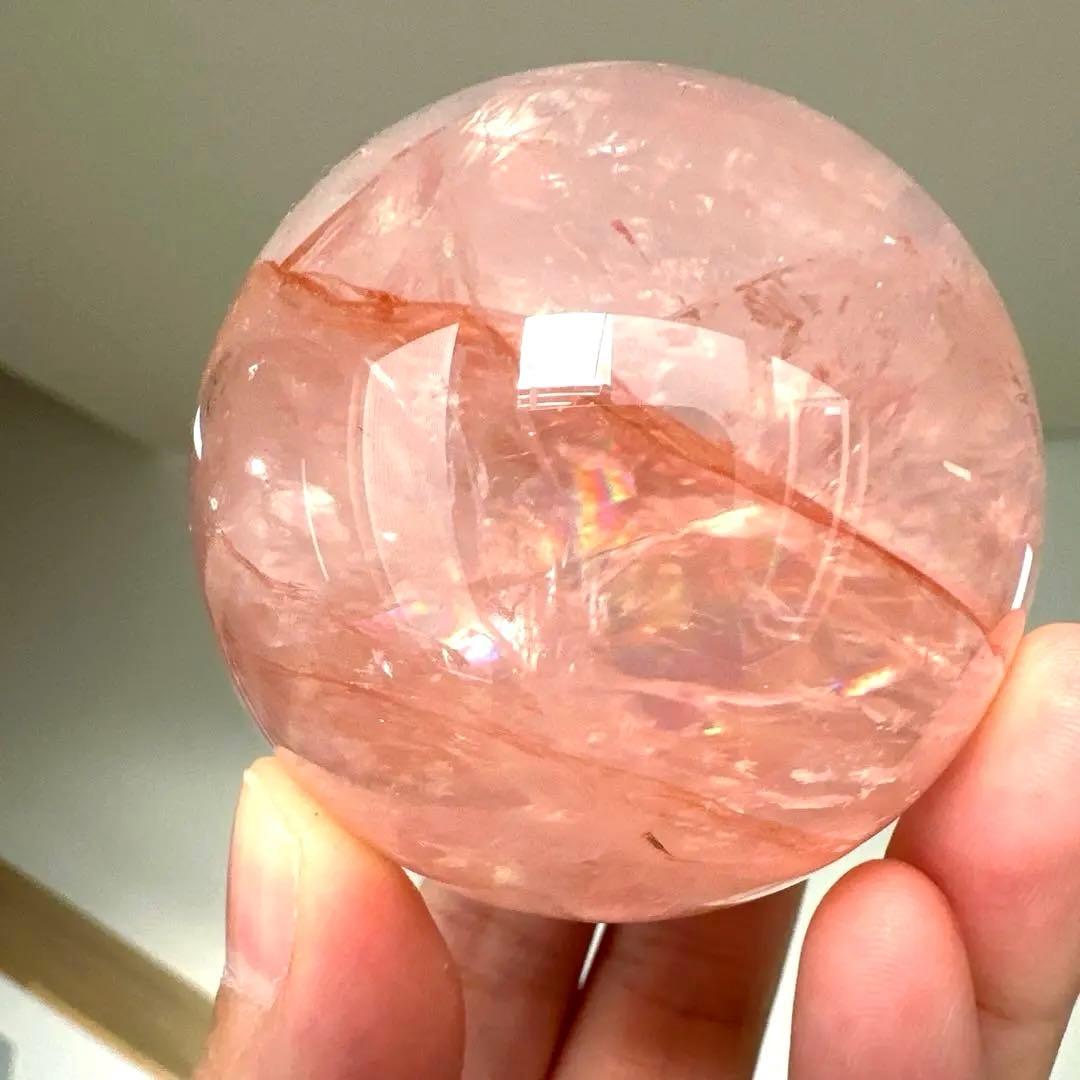 ファイアジェミーローズクォーツ　スフィア　スターフラッシュ　5.6㎝