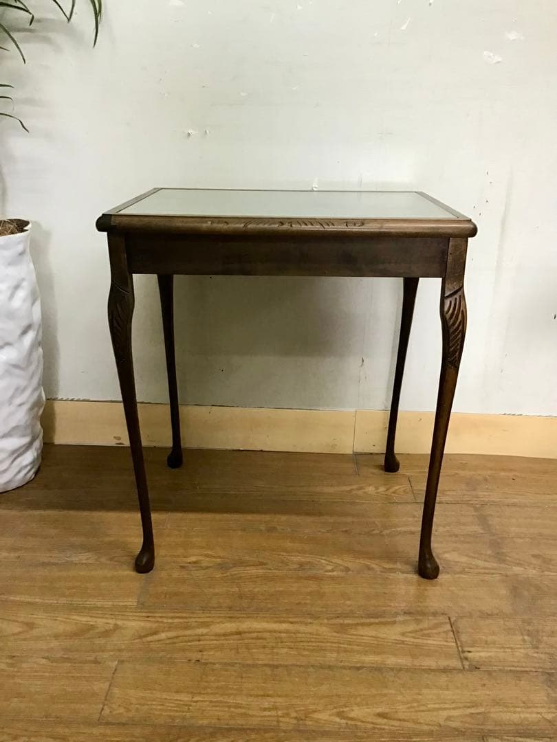 管116☆イギリス製☆アンティーク☆ウォールナット☆ネストテーブル☆天板ガラス付