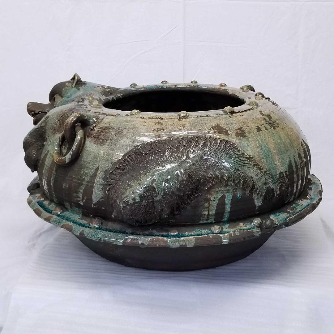 ★ 狸 火鉢 径73～77cm 信楽焼 焼きキズ有り★