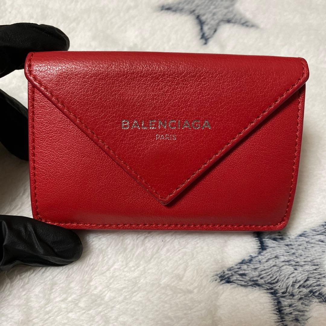 BALENCIAGA レッド 三つ折り財布