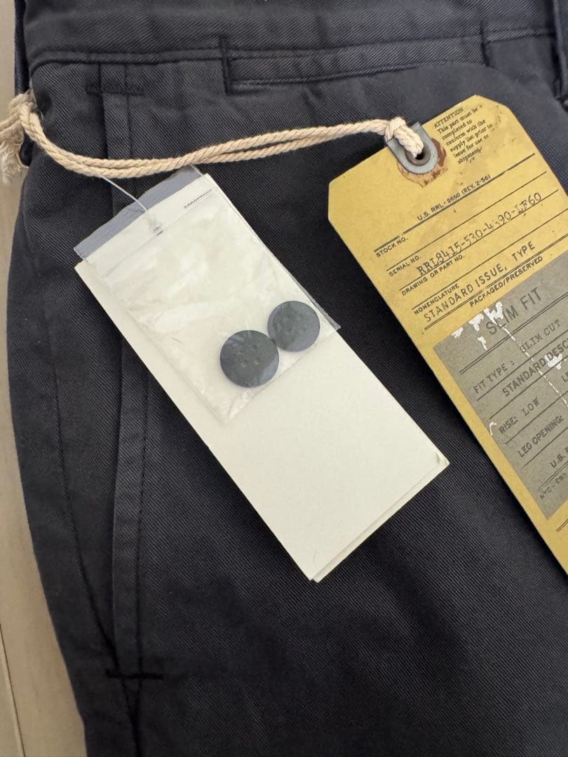 RRLブラック ガーメントダイ オファサーズ トラウザー 墨黒 33/32 新品