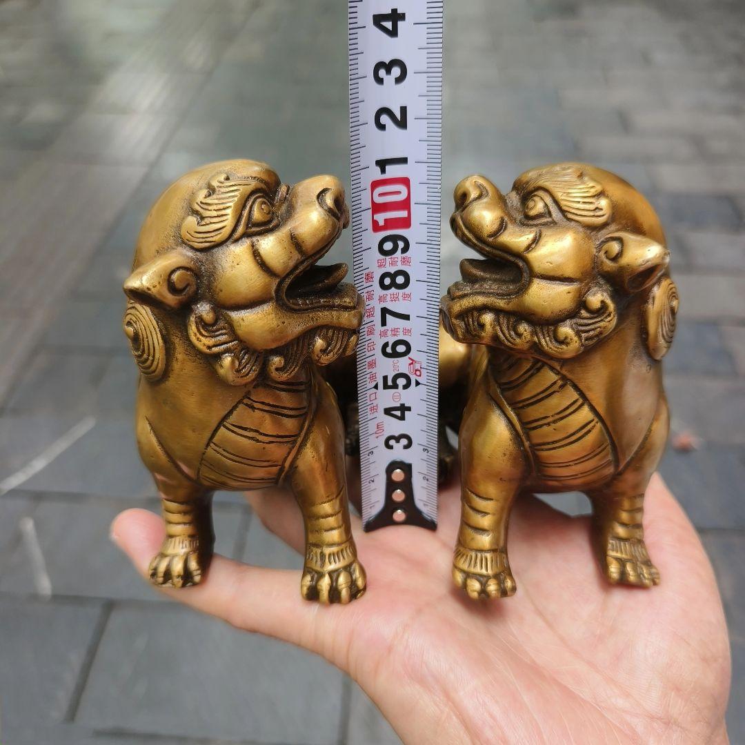 銅器 ライオン 居間 玄関 事務室 辟邪 開運風水 招財 装飾品 工芸品 置物