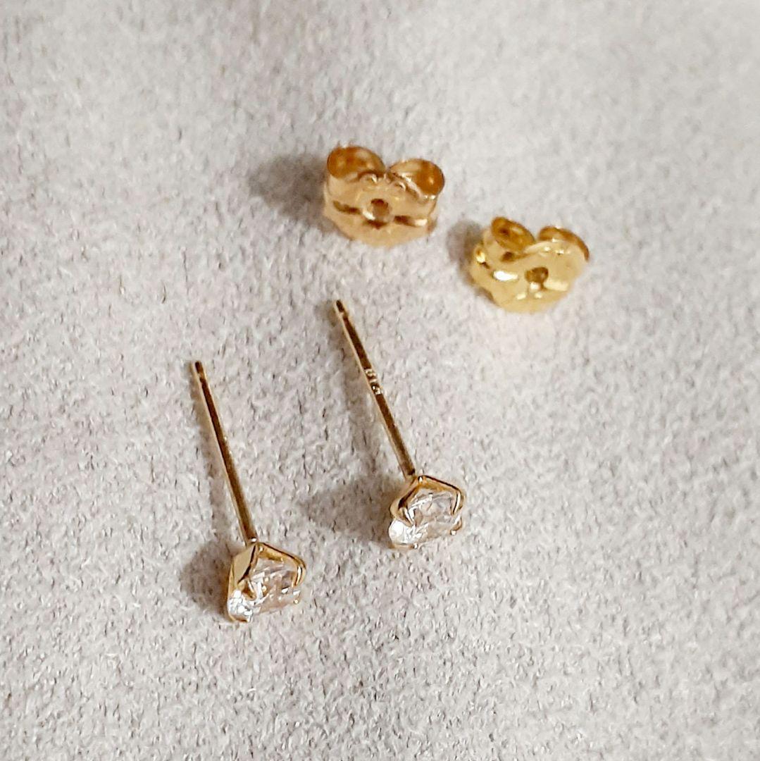 エテ K18YG シンプル ピアス