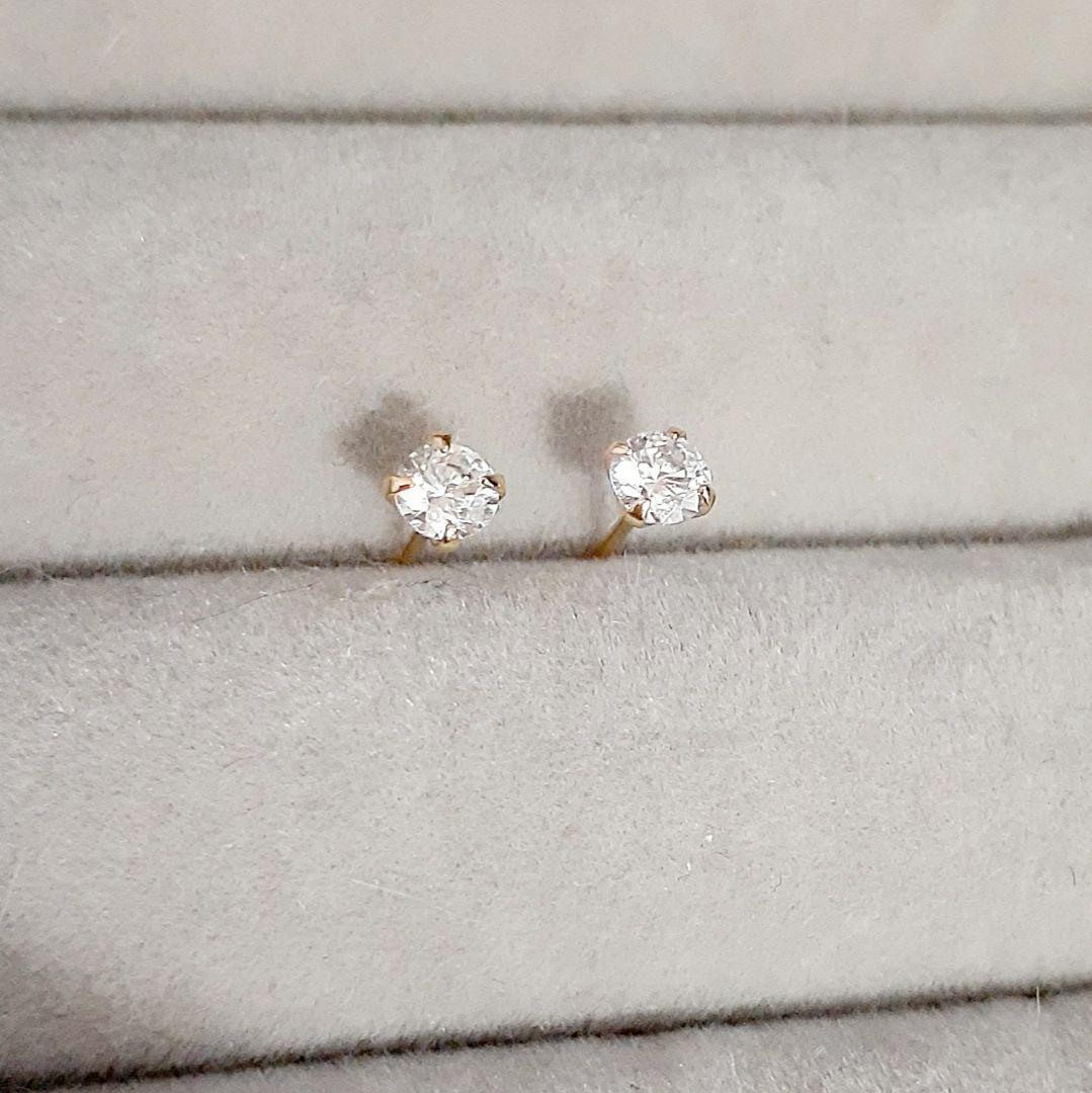 エテ K18YG シンプル ピアス