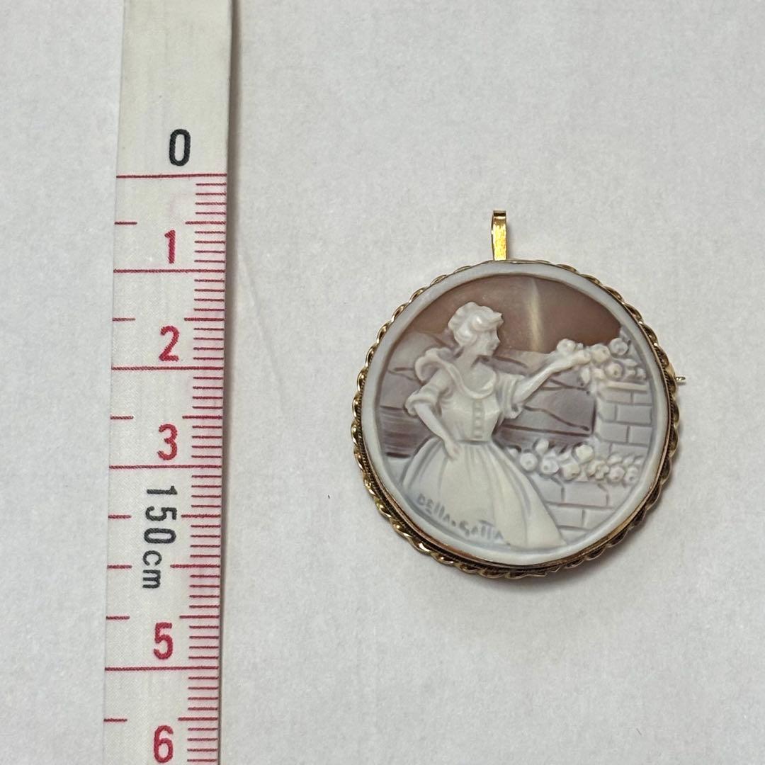 イタリア　カメオ　K12 ブローチ　ペンダントトップ　ネックレス