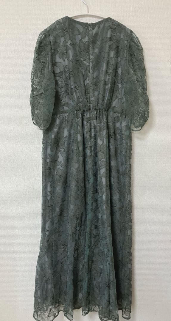 ジェロ　エメ　チュールエンブロイダリーレースパイピングパーティードレス　L