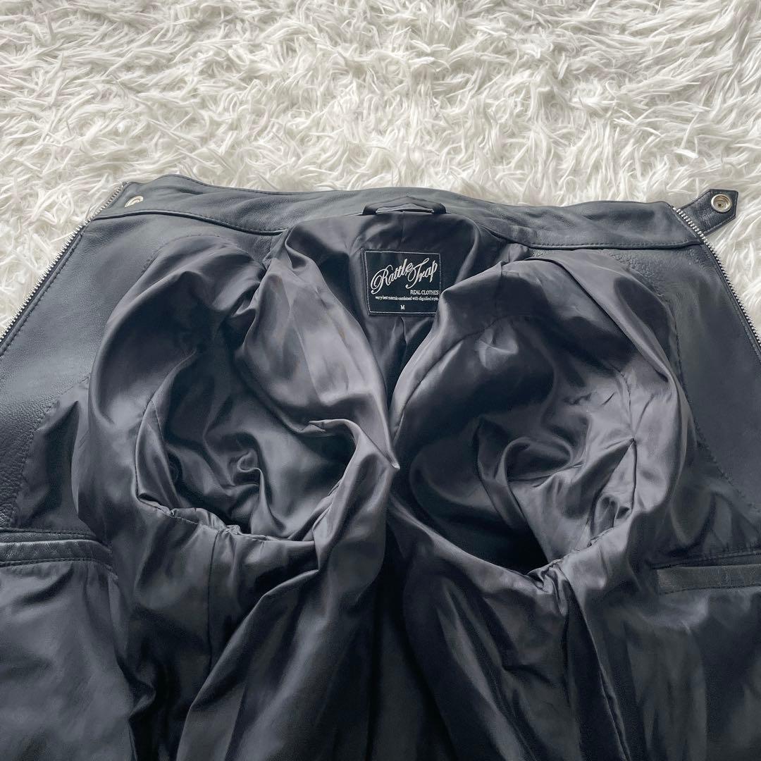美品✨Rattle Trap シングルライダースジャケット 羊革 サイドラインM
