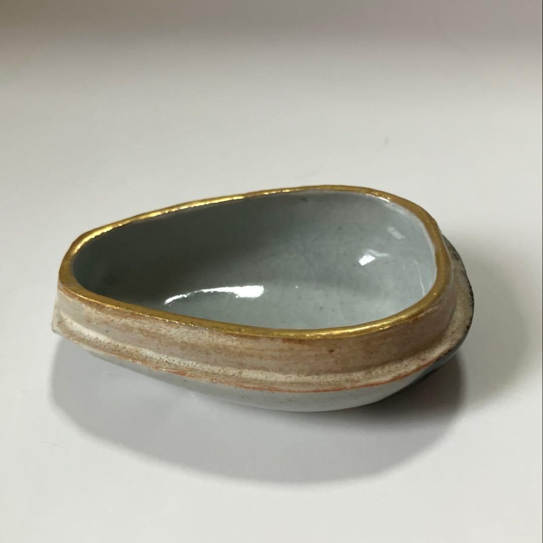 【茶道具】宮川香齋作 真葛焼 琵琶袋形香合 色絵金銀彩 真葛印 希少品