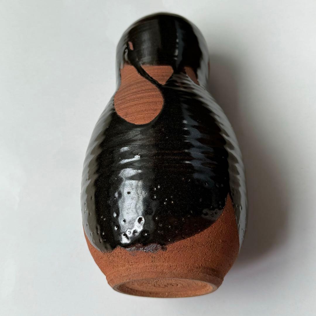 六代 清水六兵衛 黒釉 花瓶 清水焼