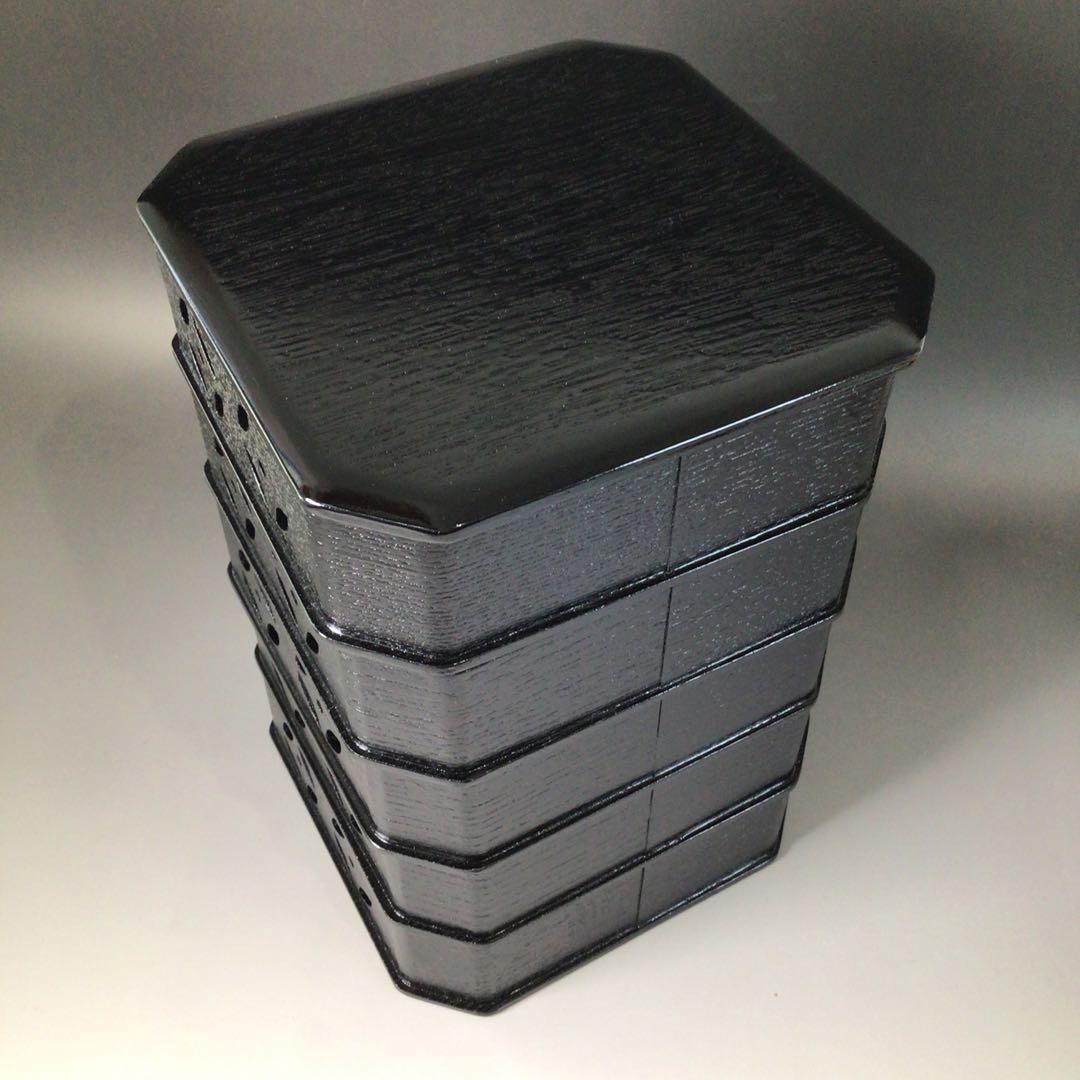 Ｓ９５　縁高　『山中塗』『助田宗明作』『七宝透し』『五段重』　共箱菓子器