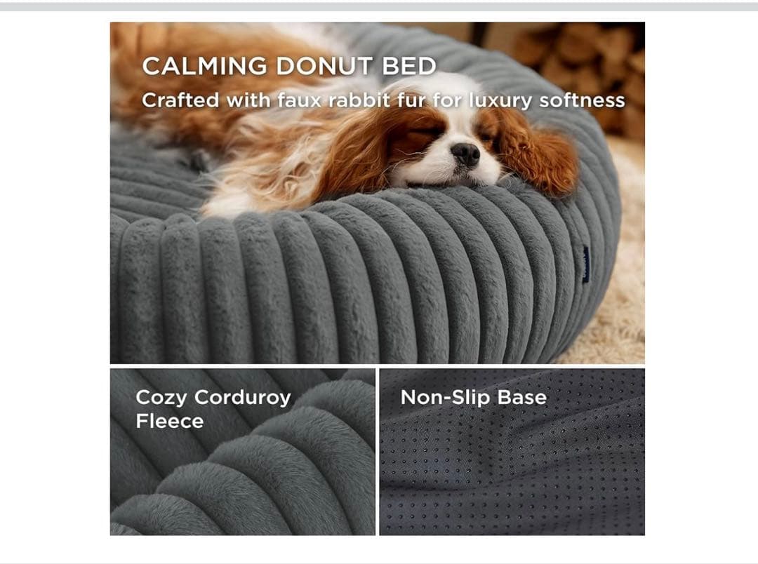 中型犬用ベッドfaux rabbit fur bolster dog bed