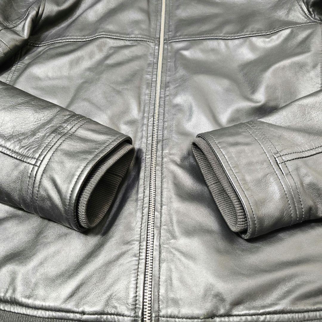 AKM シングルライダースジャケット レザージャケット ブラック XL