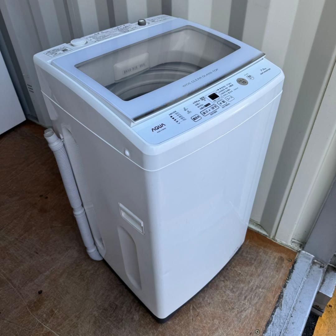 66⭐️2022年製★アクア　洗濯機 インバーター　7KG 一人暮らし　ガラス扉