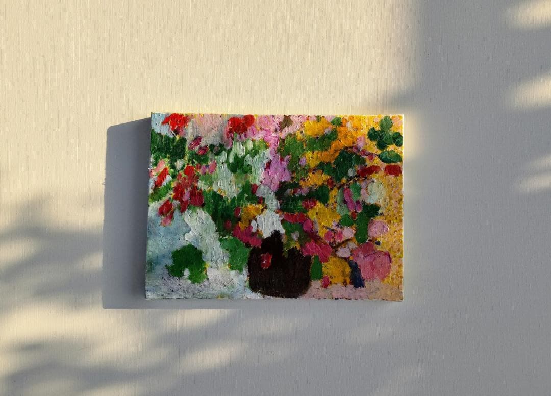 24×32㎝「花瓶の花」油彩・F4