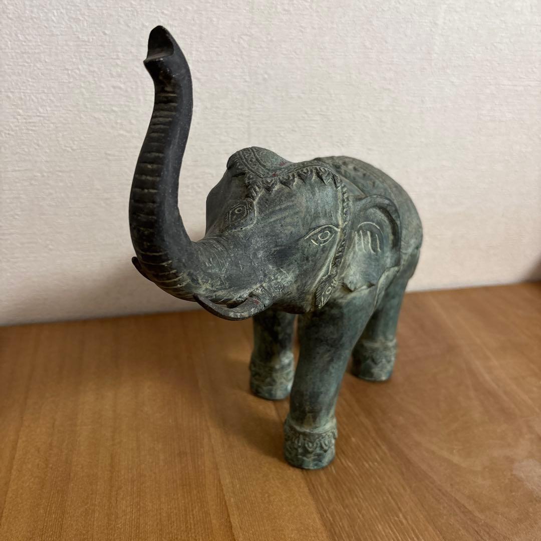 象の置物　青青銅