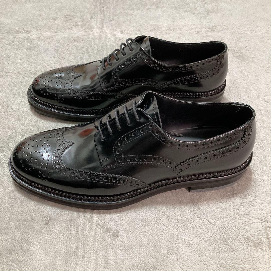 【新品】エンポリオアルマーニ レザー ビジネスシューズ 9 BK ウィングチップ