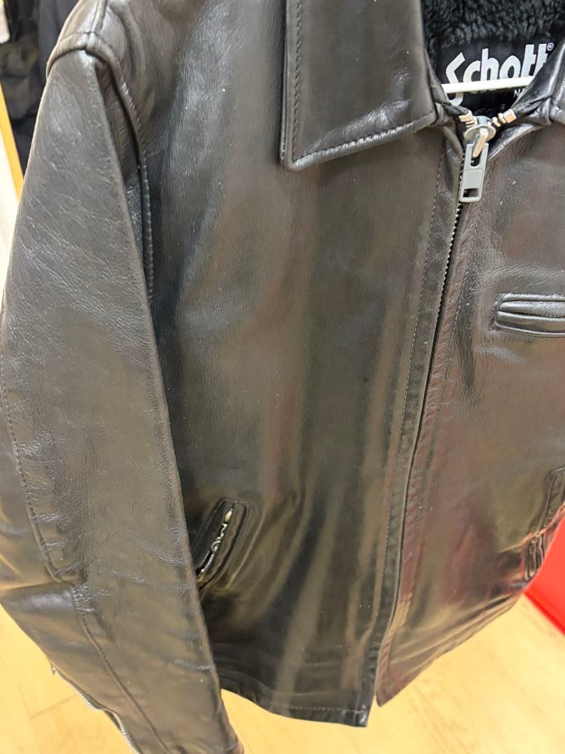 SCHOTT 642VS ライダースジャケット レザー ボアライナー付き 34黒