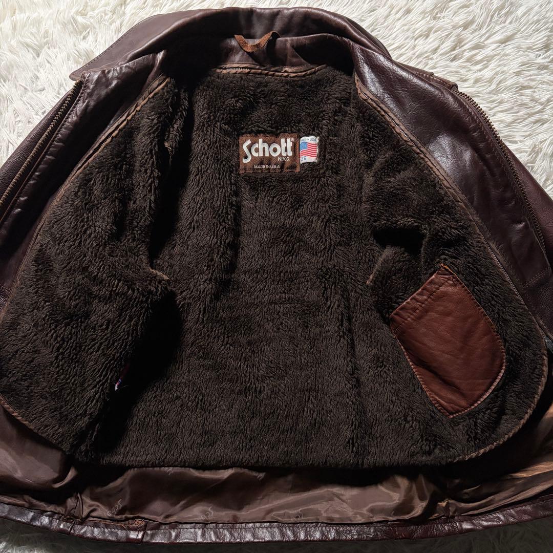 美品/希少✨schott トラッカージャケット　642VS 赤茶　本革　36