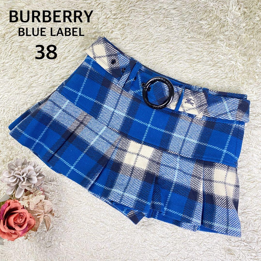 【美品】バーバリーブルーレーベル キュロットパンツ ノバチェック 38 ブルー