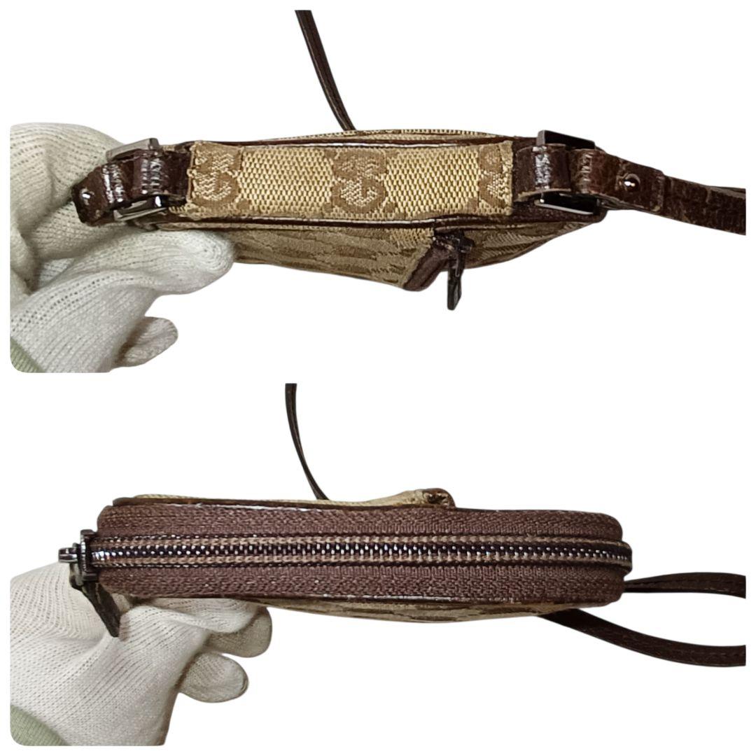 美品 正規品 グッチ ショルダーバッグ GGキャンバス スマホショルダー 肩掛け