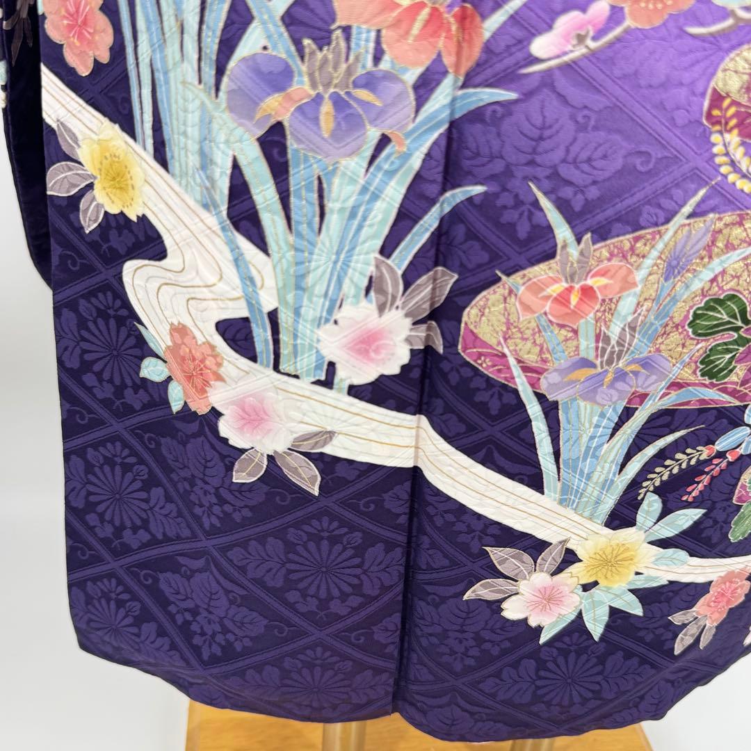 振袖フルセット　丸昌　地紋　金彩　金駒刺繍　成人式　白レースつけ袖付　正絹