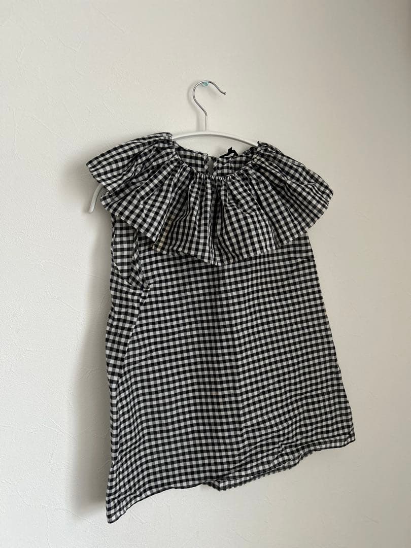 オールドマンズテーラー　ギンガムチェック　ピエロカラーブラウス　襟