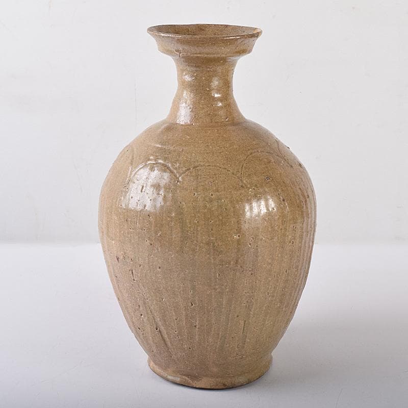 中国　越州窯青磁　碗口瓶　金継ぎ直し　時代箱付　M　R7948B