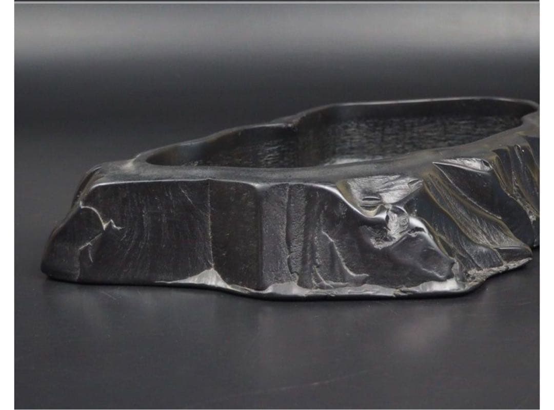 送料無料　時代物 　石彫り水盤　華道具茶道具