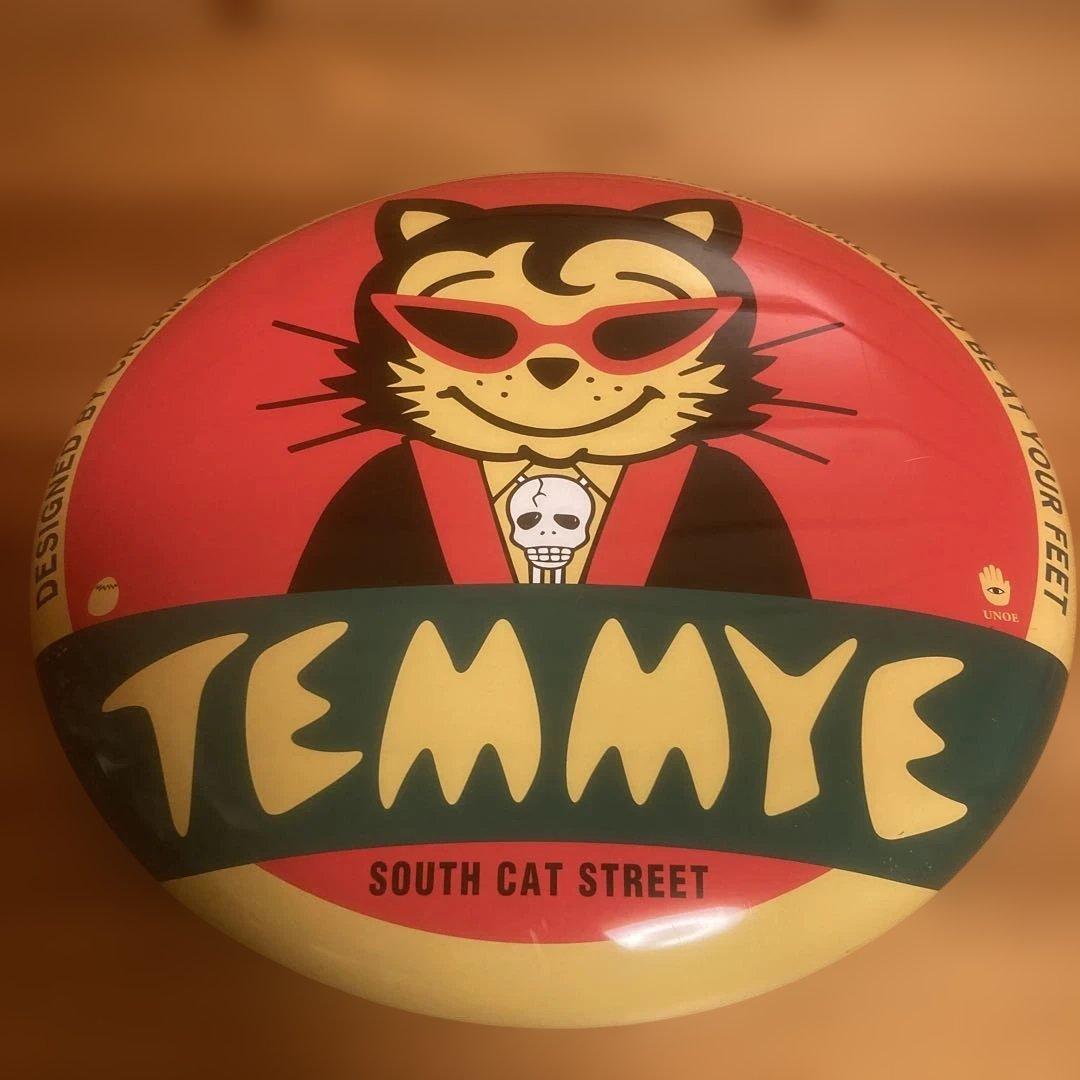 TEMMYE 丸型ブリキプレート　クリームソーダ　ピンクドラゴン　ロカビリー