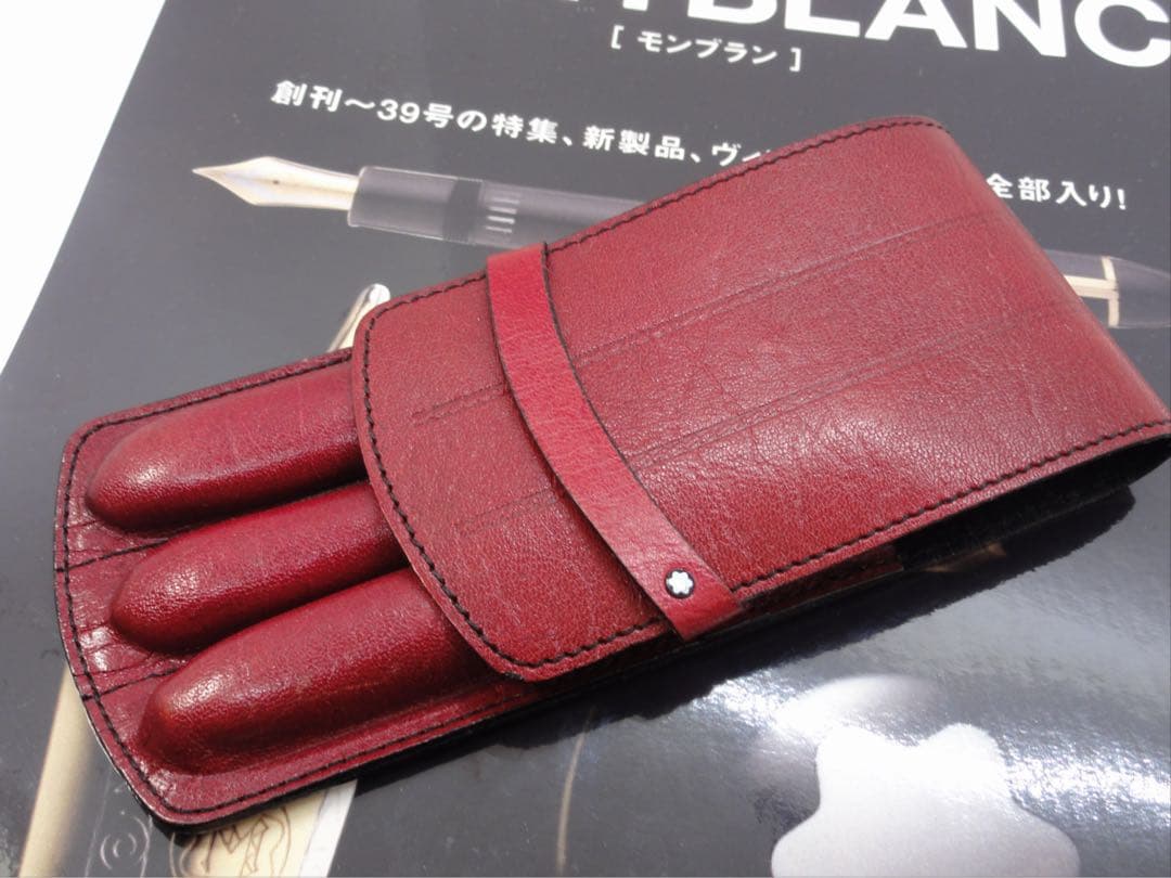 ⭐️モンブラン⭐️ボルドー色⭐️本革製セパレート型ペンポーチ⭐️ヴィンテージ実用品⭐️