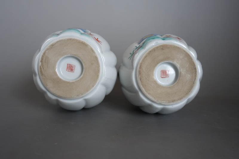 色絵花鳥文　瓔珞文　鳳凰文　神具　榊　花器　花瓶　酒器　徳利　２本　2425