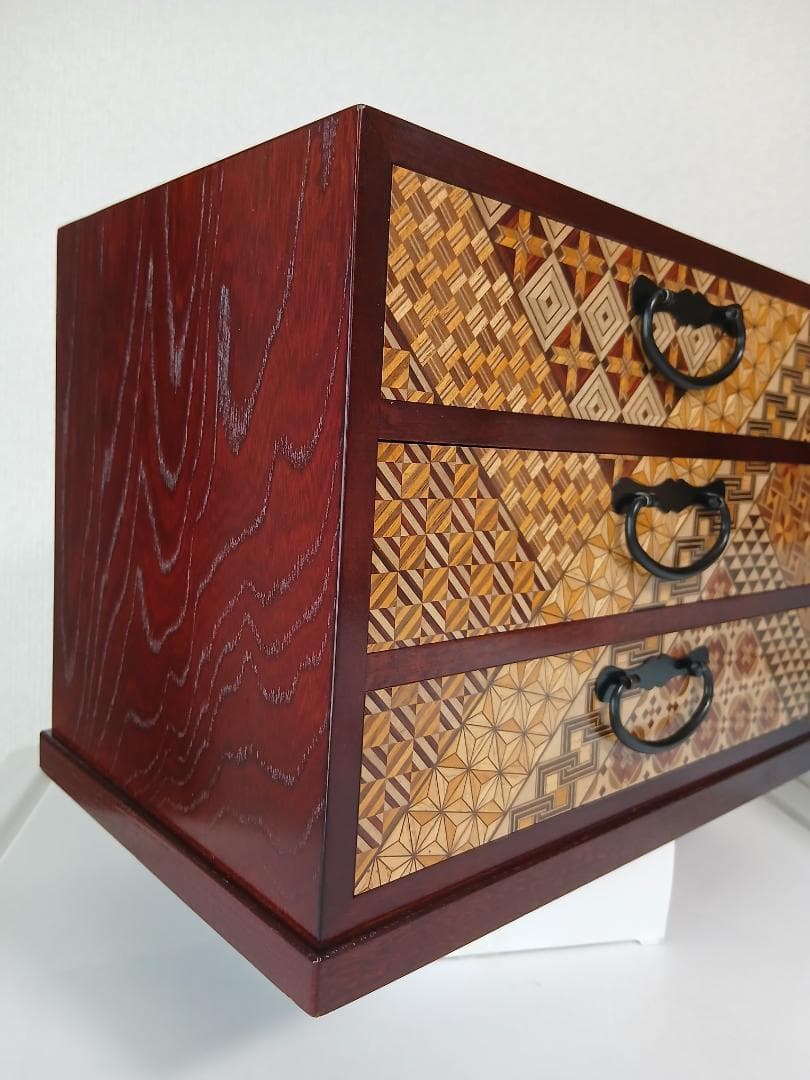 寄木細工 三段引き出し