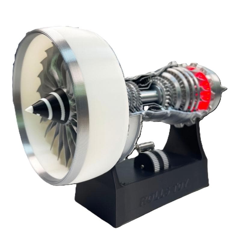 A 飛行機 エンジン 模型 完成品 回転 充電式 コレクション 光る 置物