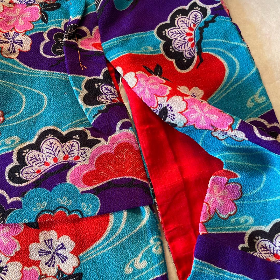 古布縮緬ちりめん　市松人形の着物　12号　桜　120702