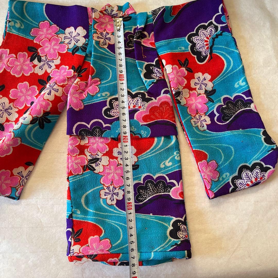 古布縮緬ちりめん　市松人形の着物　12号　桜　120702