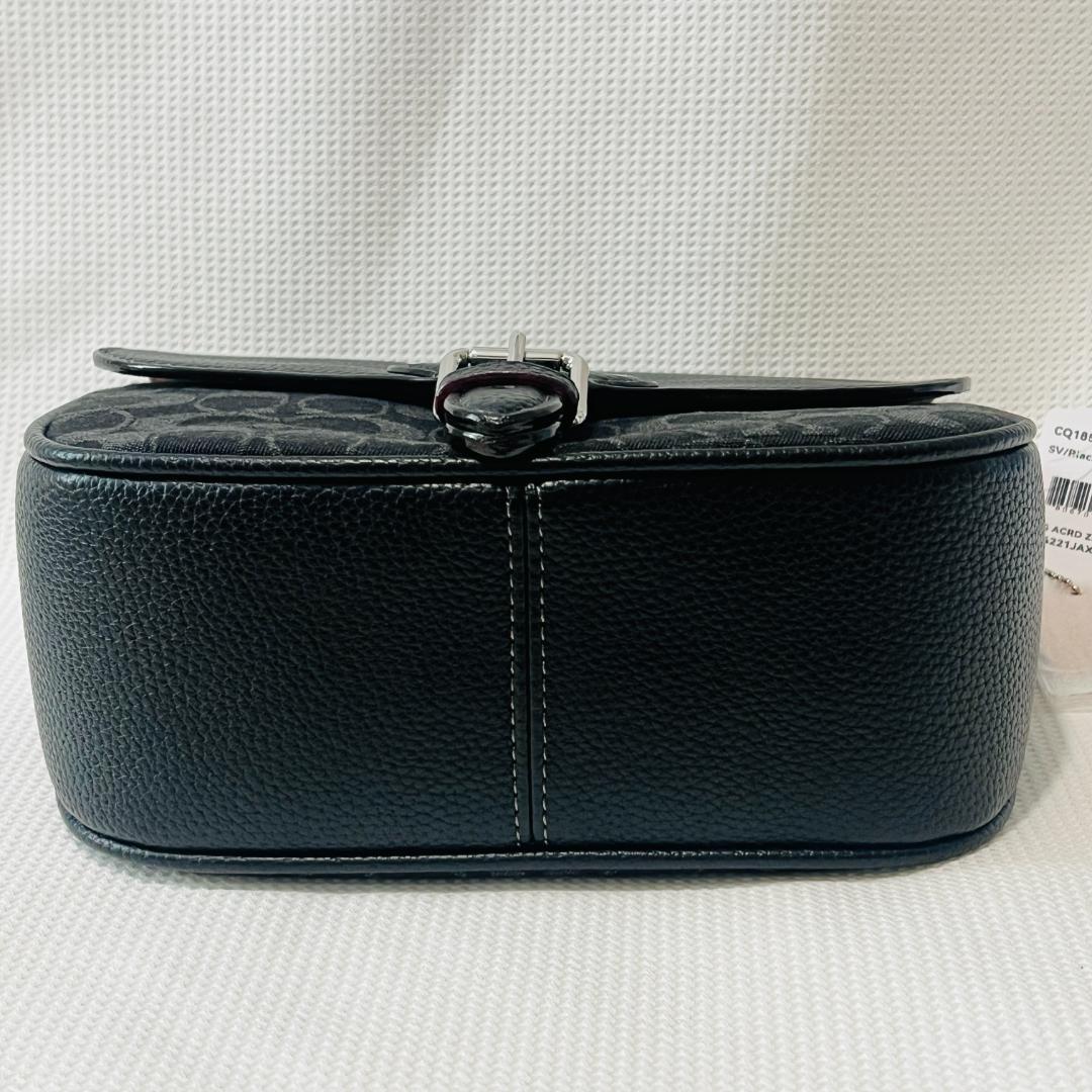 COACH シグネチャー デニム ブラック 黒 アメリア コーチ サドルバッグ