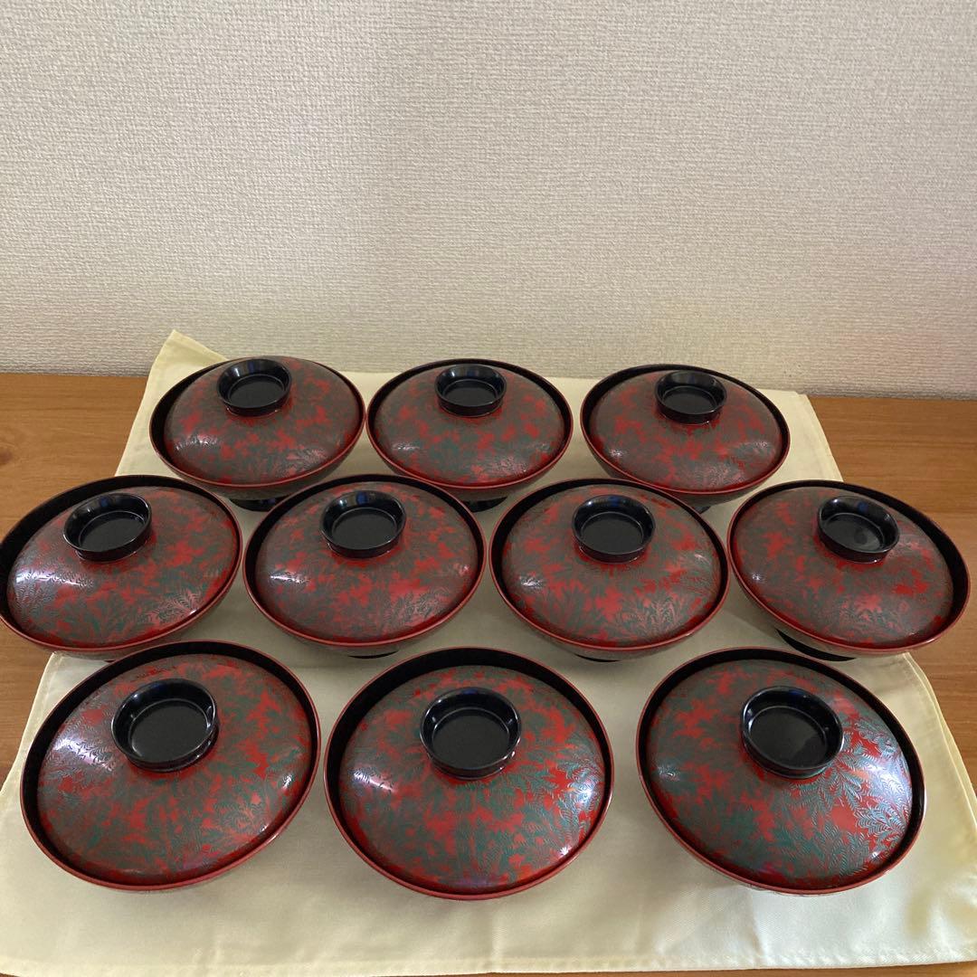 輪島塗り　蓋付き椀 10客セット