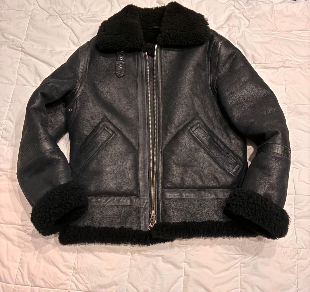 【美品】アクネストゥディオス　ブラック レザー ライダースジャケット ムートン