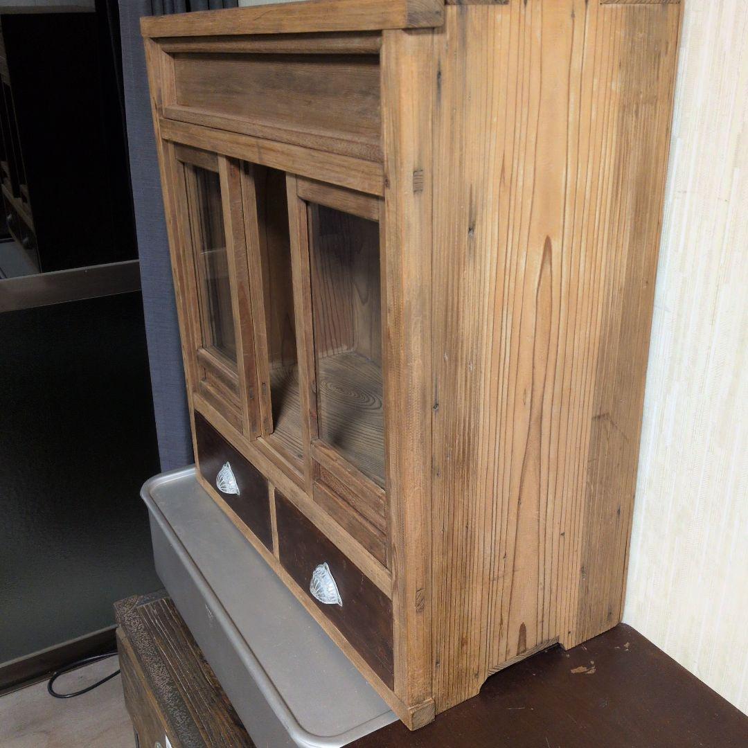 ブロカント古道具ビィンテージキャビネット ガラス扉付き