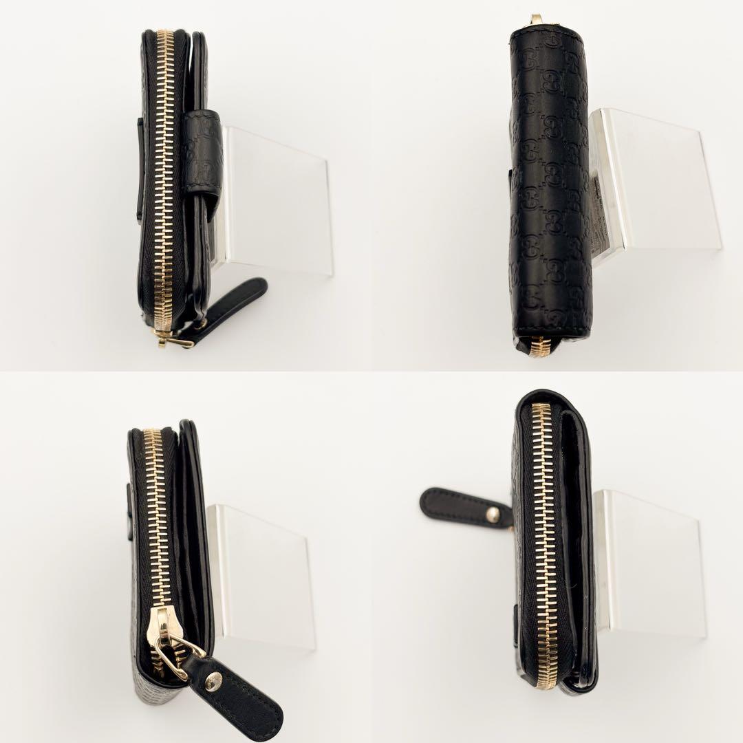 GUCCI　二つ折り 財布　マイクロ グッチ シマ　ラウンドファスナー