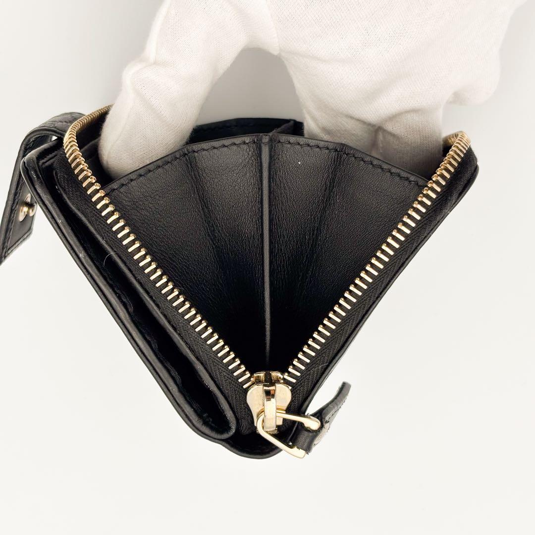 GUCCI　二つ折り 財布　マイクロ グッチ シマ　ラウンドファスナー