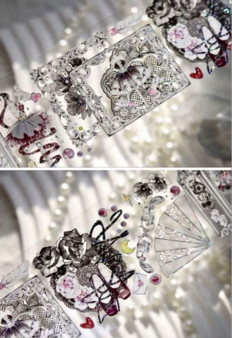 ♡SALE♡ 贝壳光 6cm×10m 芭蕾羽织舞 黑 海外マスキングテープ