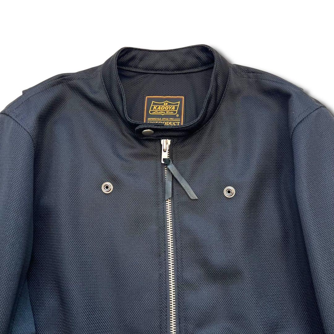 美品 KADOYA メッシュ ライダース ジャケット M ブラック シングル