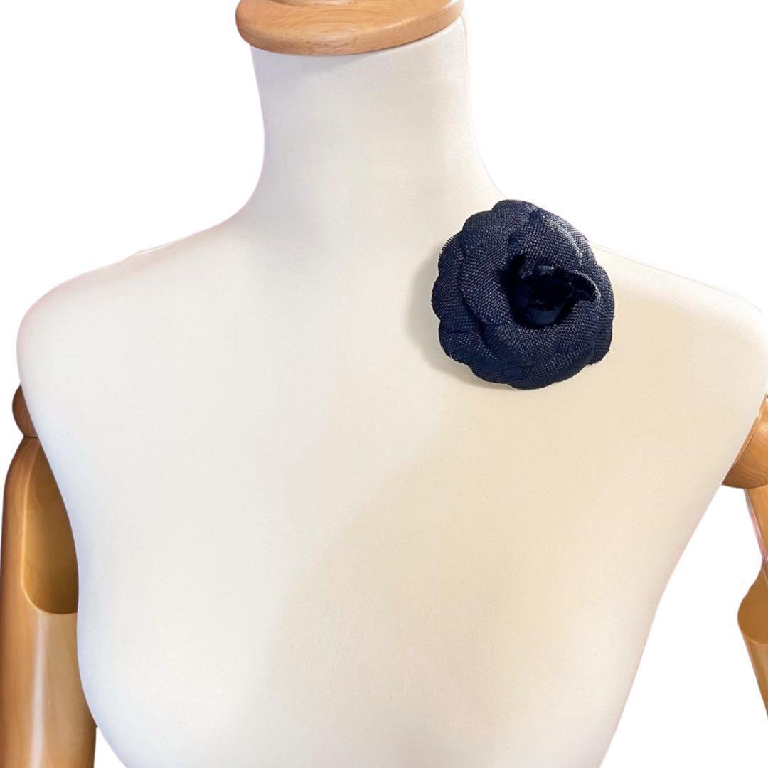 CHANEL シャネル コサージュ ネイビー カメリア