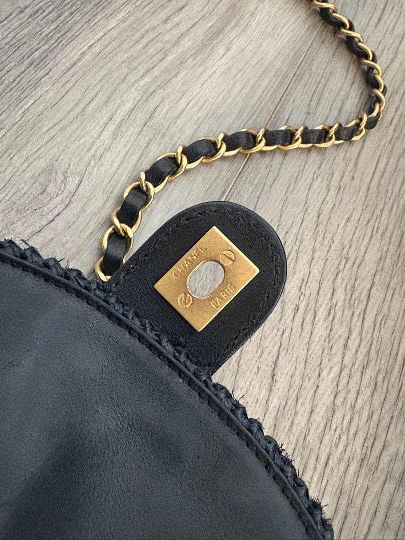 レア⭐︎CHANEL ラフィア素材GOLDチェーンバッグ