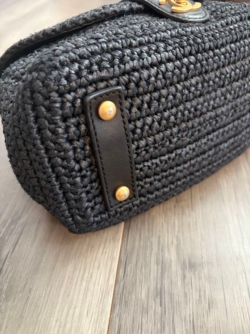 レア⭐︎CHANEL ラフィア素材GOLDチェーンバッグ