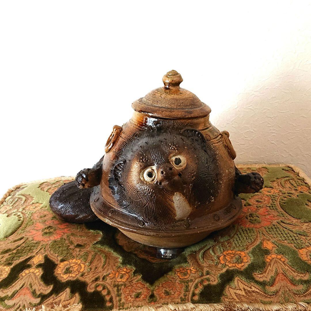 分福茶釜☆手捻り☆信楽焼タヌキ☆２６cm【値下げ】