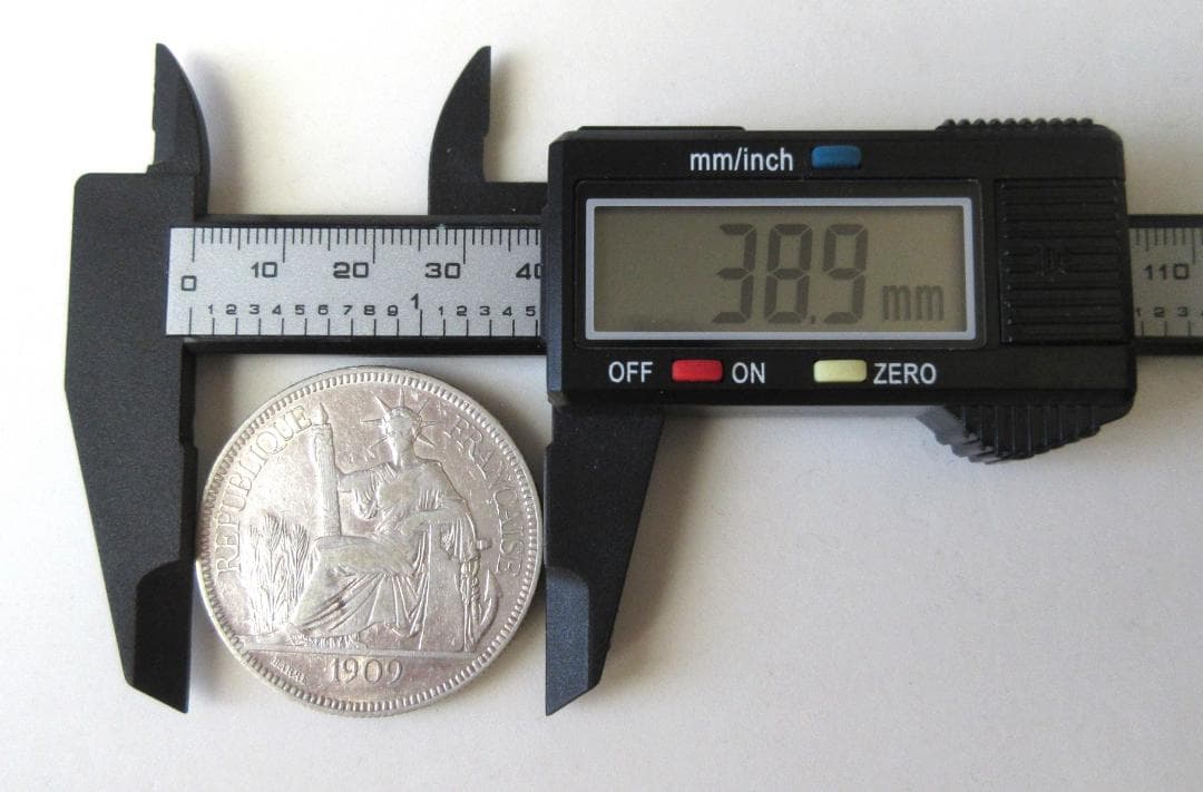 値*ダ様 フランス領インドシナ ピアストル銀貨 1909年